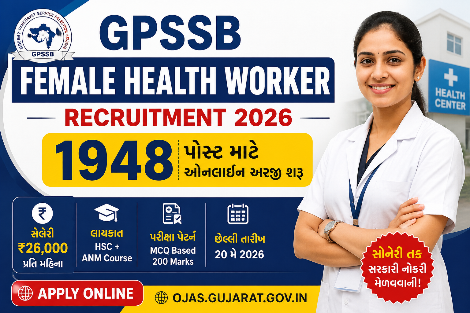 GPSSB Female Health Worker Recruitment 2026